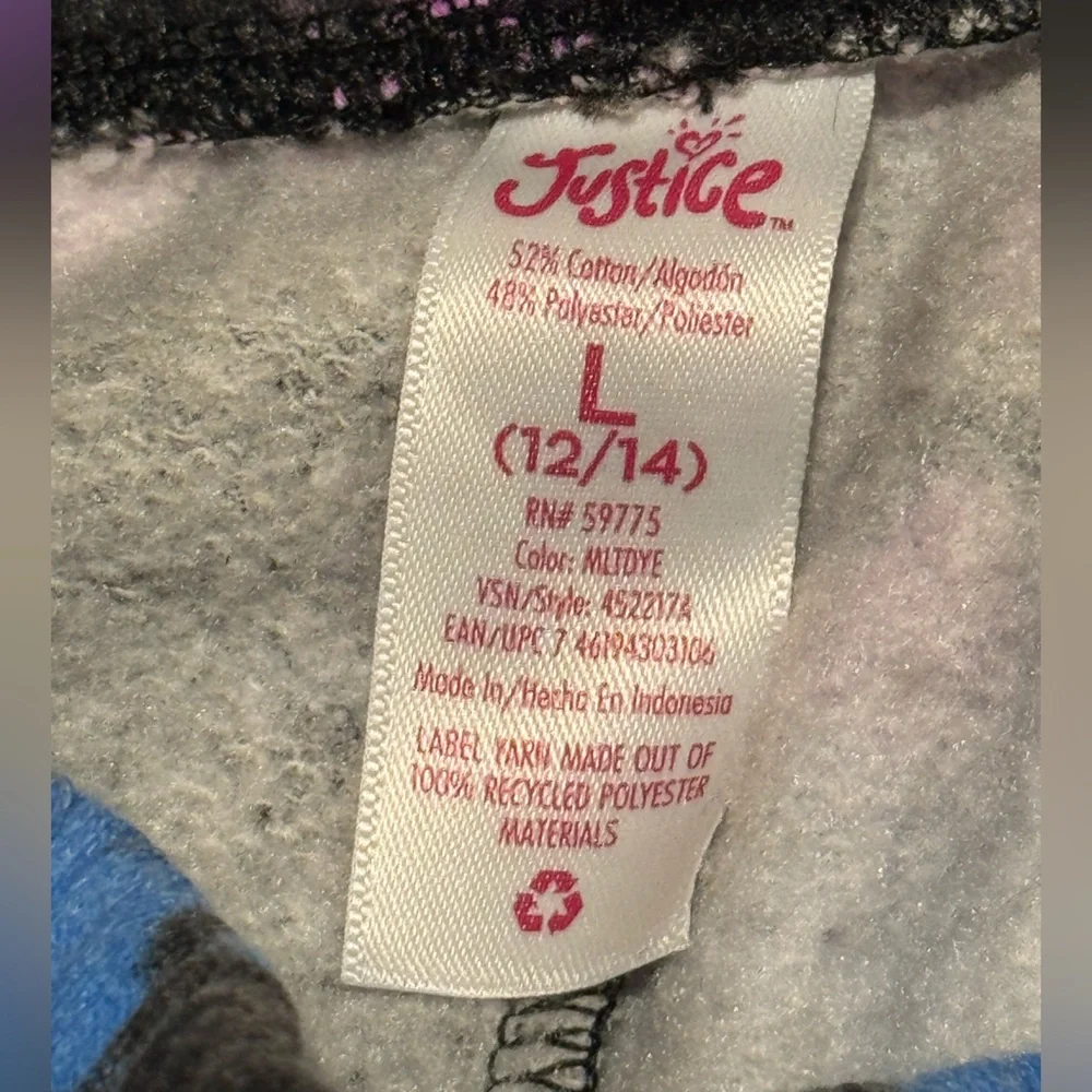 Justice Girls Everyday Faves Fleece Joggers tie-dye Size 12/14 GUC